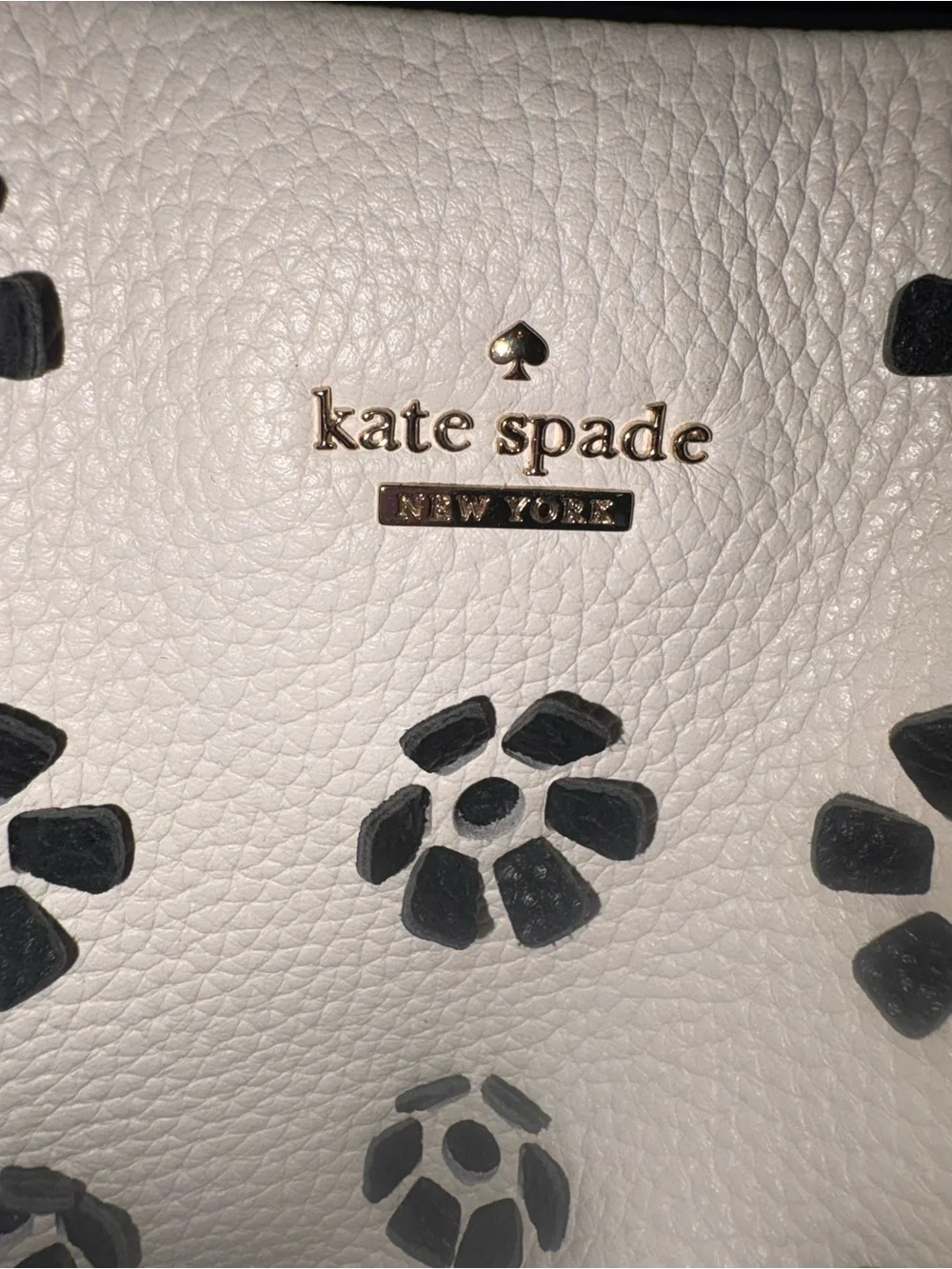 kate spade White and Black Leather Tote with Matching Pouch